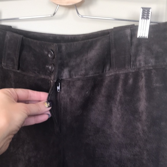 Genuine suede chocolate color pants. Size 10. - Picture 5 of 7